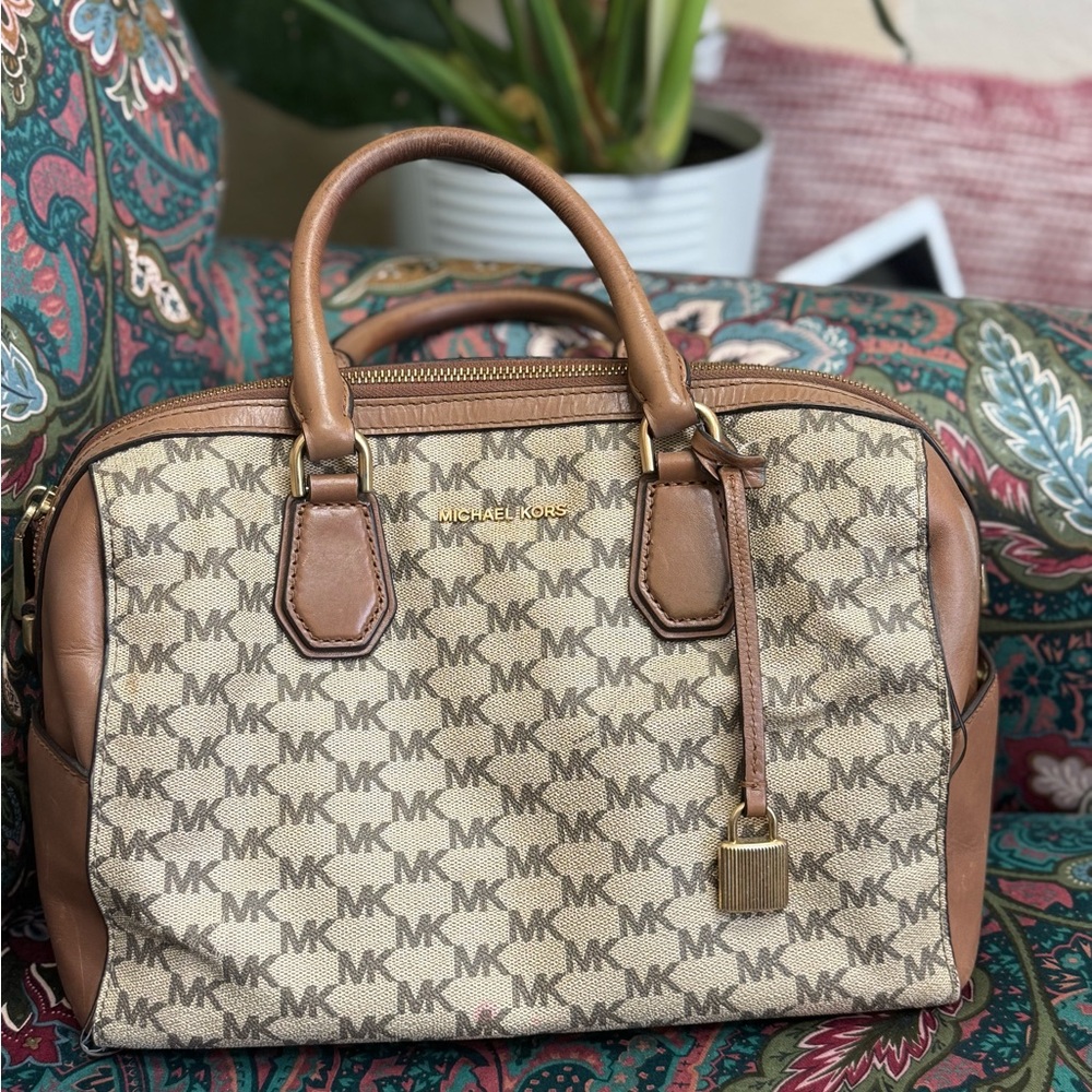 Michael Kors Brown and Tan Signature Satchel